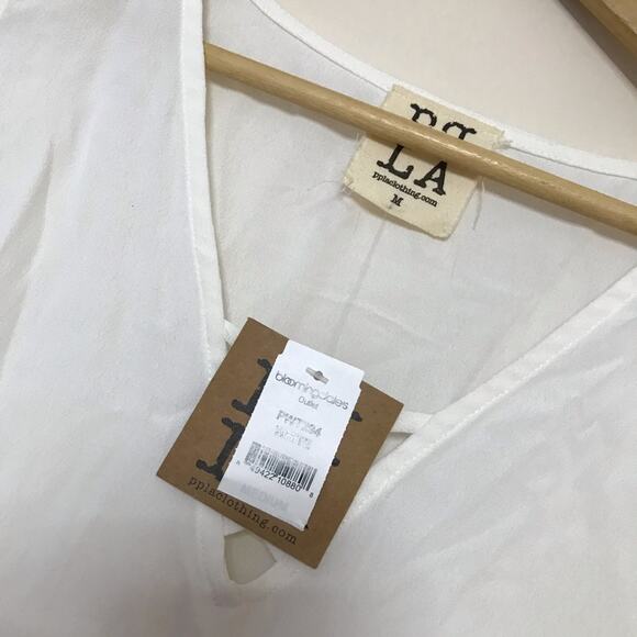 new PQ LA cream beige off-white cold shoulder flutter sleeve boho blouse top - Picture 3 of 6